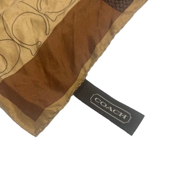 Vintage COACH Square Scarf Logo Brown Animal Print Leopard Snake 100% Silk RARE - Picture 5 of 8